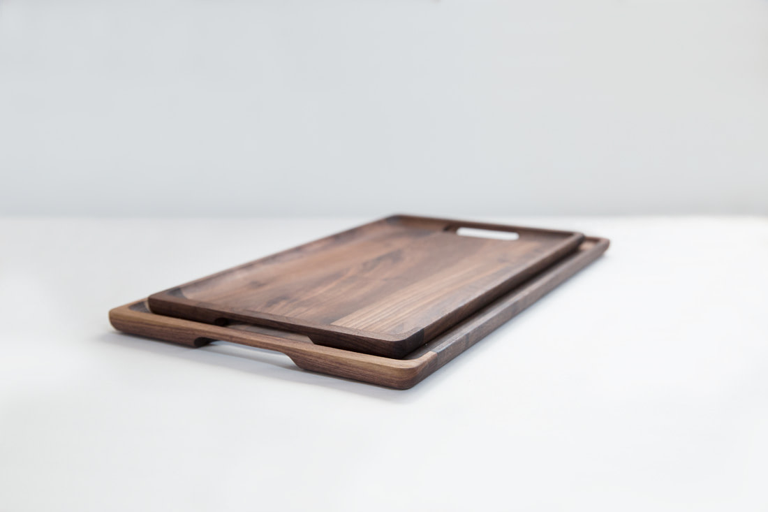 Small Tray and Large Tray nested in Black Walnut