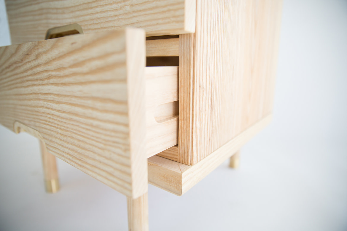 simple side table solid wood drawer detail