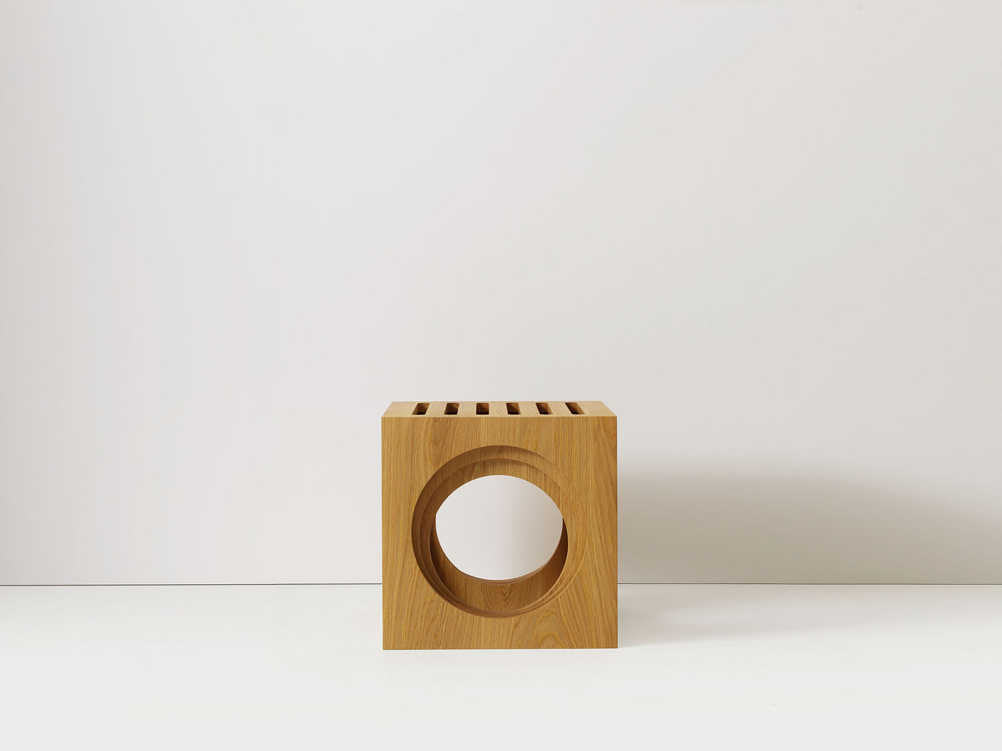 3 Blocks nesting tables/stools in white oak
