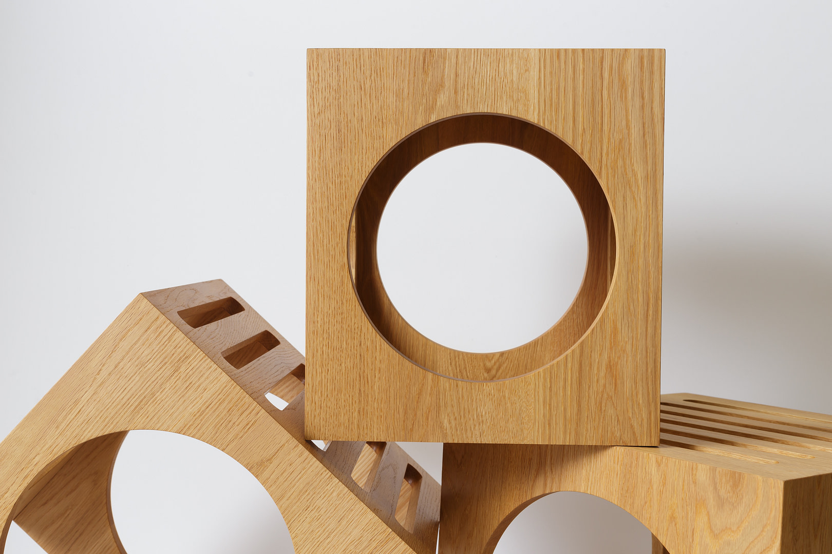 3 Blocks Solid Wood Nesting Tables or Stools Unstacked