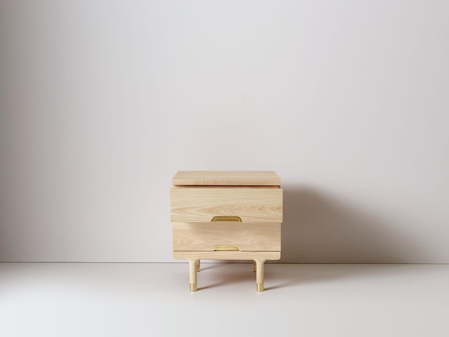 Modern Solid Wood Side Table Nightstand Drawer Open