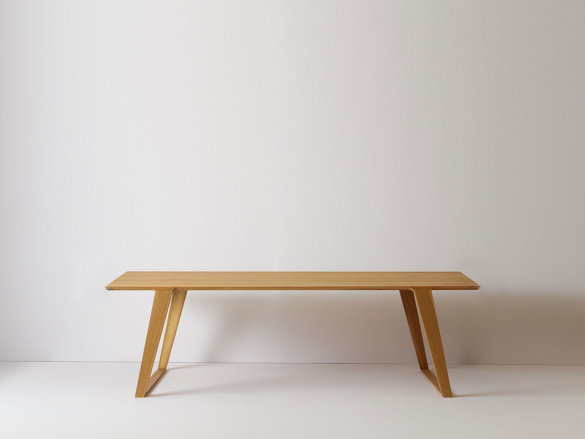 Modern contemporary bench or coffee table in solid white oak