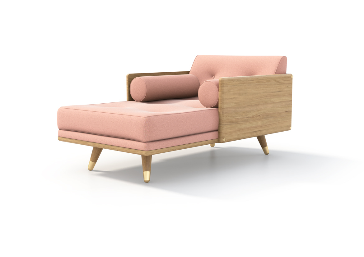 No.5 Series Chaise Pink three-quarter side view