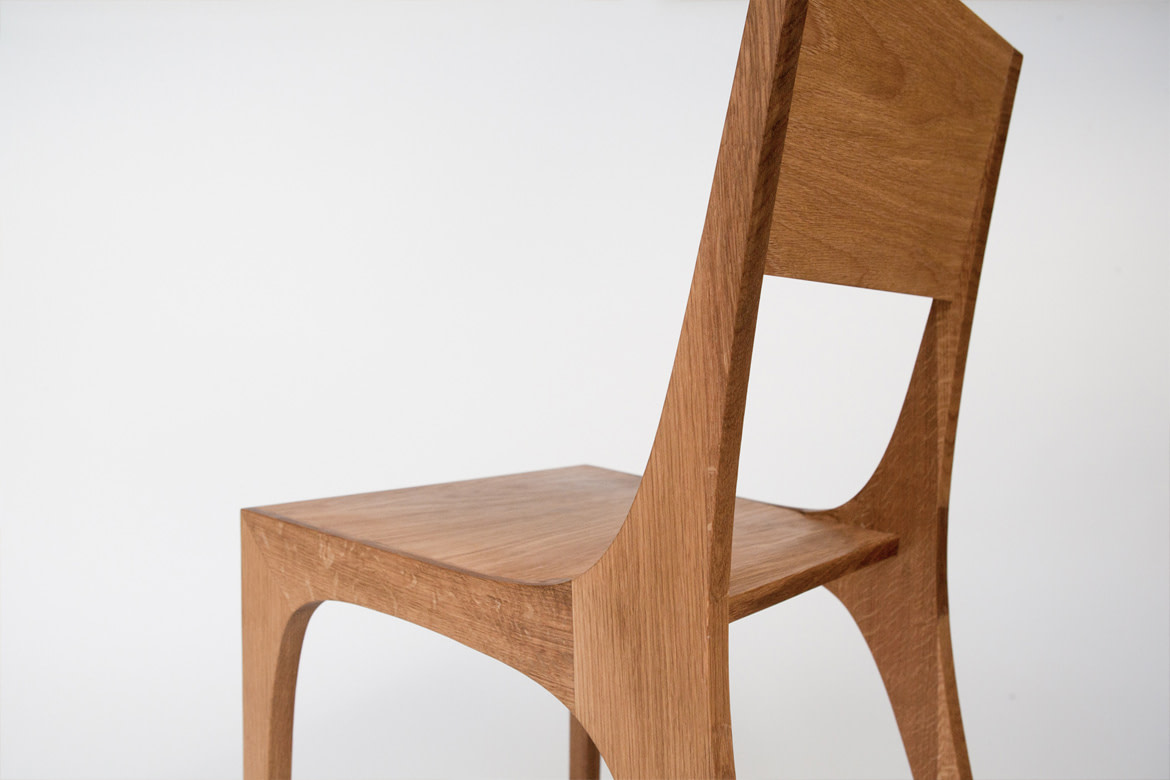 Isometric Chair in White Oak Seat Detail